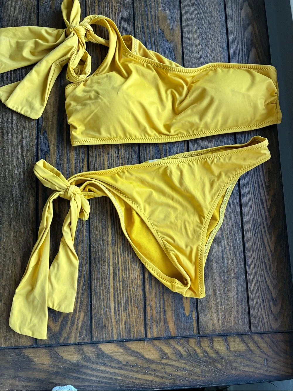 Mermaid Swimwear Yellow Bikini top and bottom  - Size L